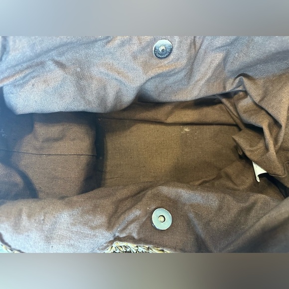 Blue Miami Straw Tote Bag Woven Boho Beach Purse Shell Accent 17”x10” - Picture 12 of 12